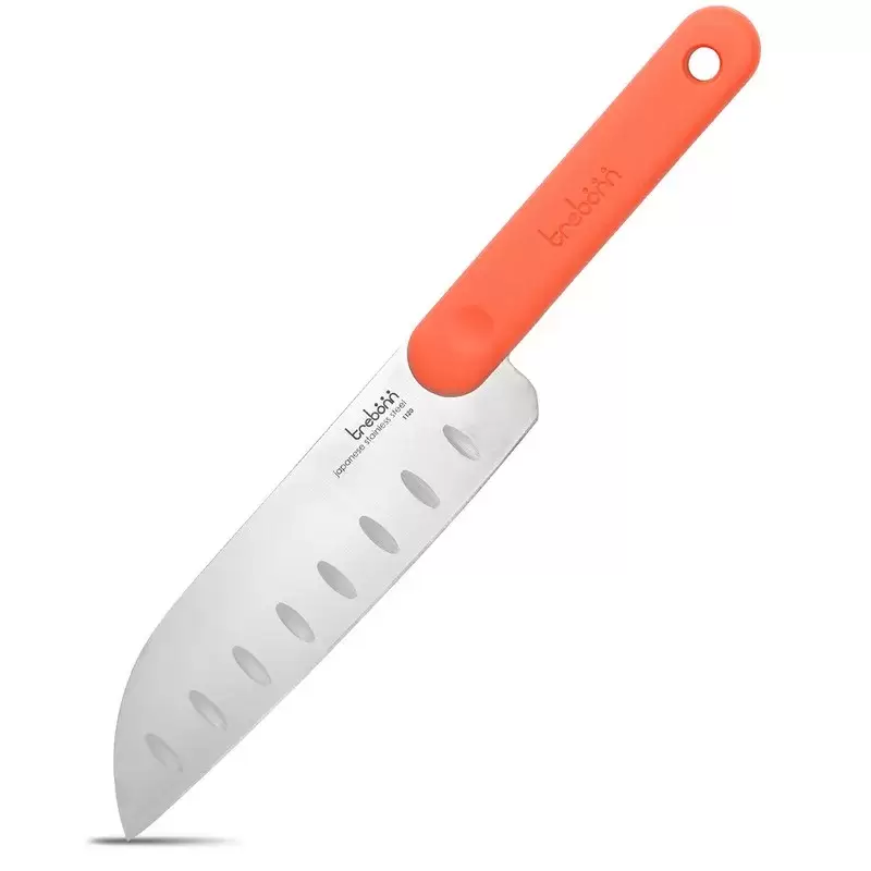 סכין סנטוקו Stainless steel עם ידית לא מחליקה בצבע כתום 18 ס"מ