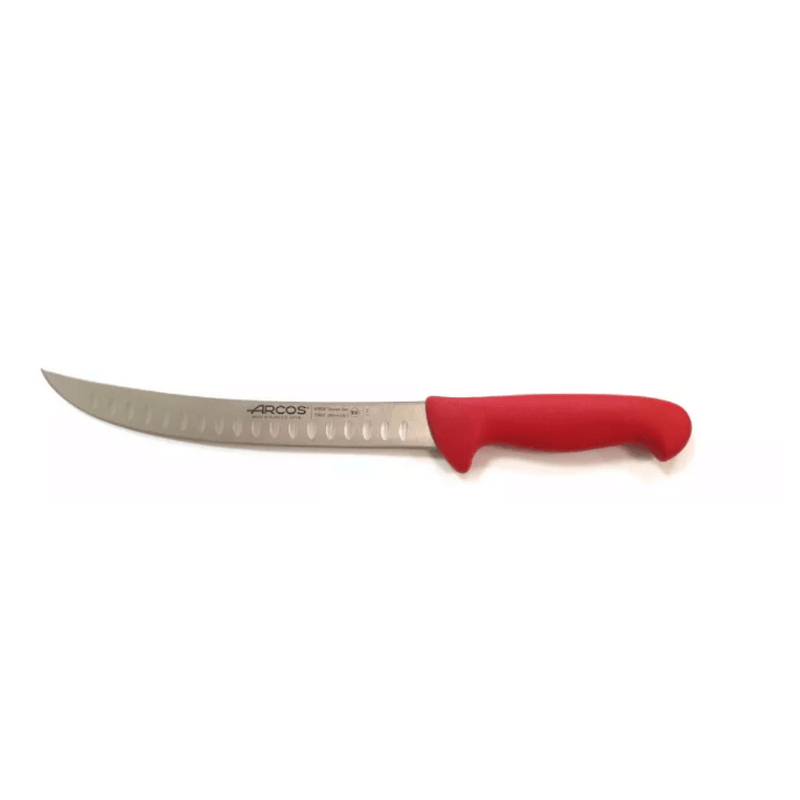 סכין בשר משופע חריצים 25 ס"מ ידית אדומה פלסטיק מסדרת 2900