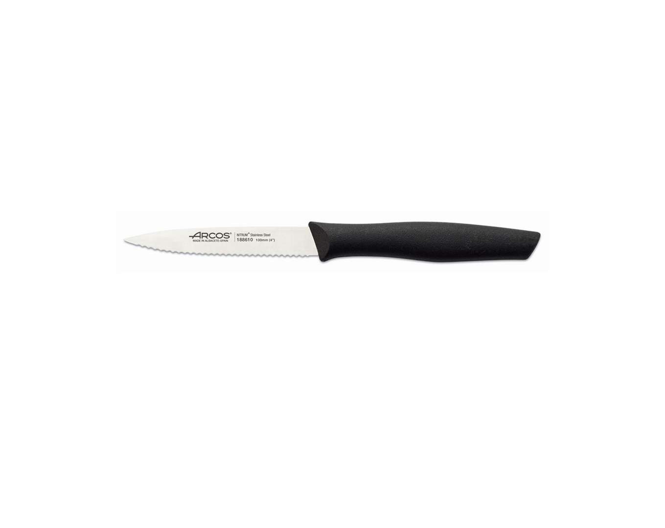 סכין ירקות 10 ס"מ להב חלק קצה שפיץ ידית שחורה סדרת Nova
