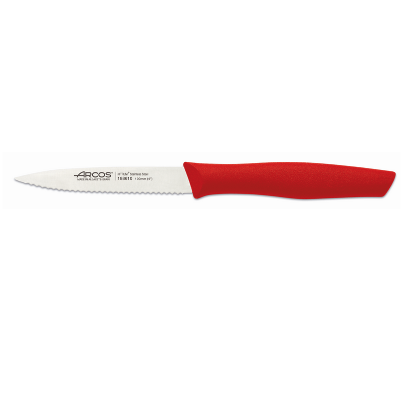 סכין ירקות 10 ס"מ להב חלק קצה שפיץ ידית אדומה סדרת Nova