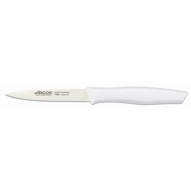 סכין ירקות 10 ס"מ להב חלק קצה שפיץ ידית לבנה סדרת Nova