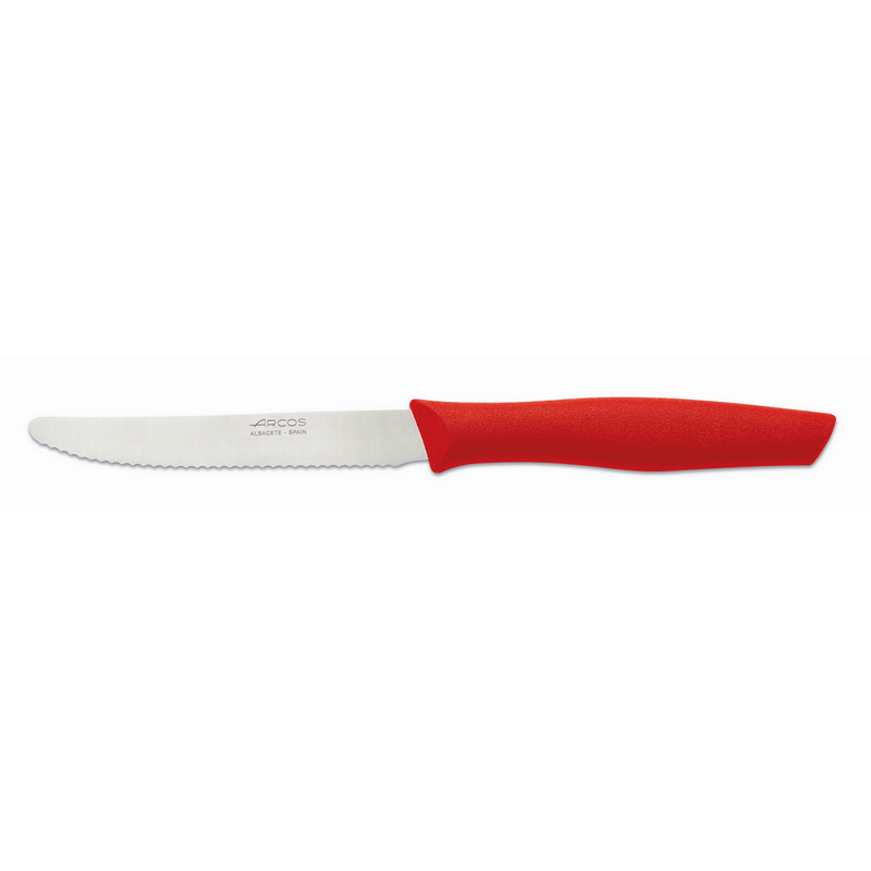 סכין ירקות 11 ס"מ להב משונן קצה מעוגל ידית אדומה סדרת Nova
