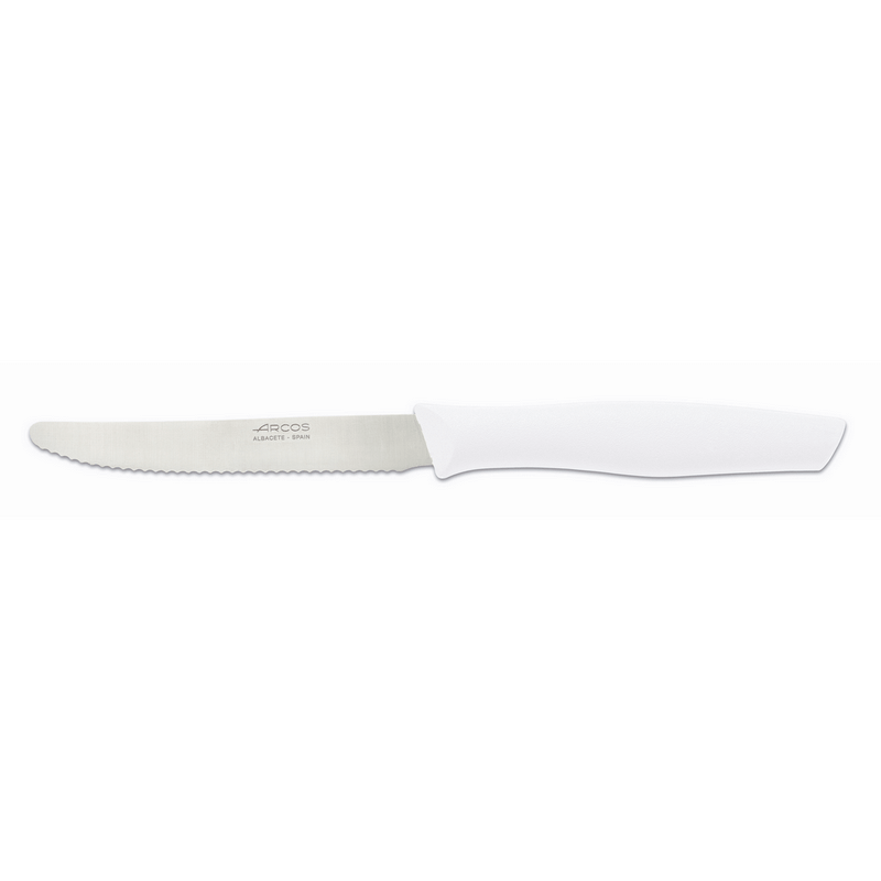 סכין ירקות 11 ס"מ להב משונן קצה מעוגל ידית לבנה סדרת Nova