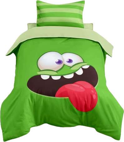 סט מצעים מיטה וחצי פרצופים צבע ירוק