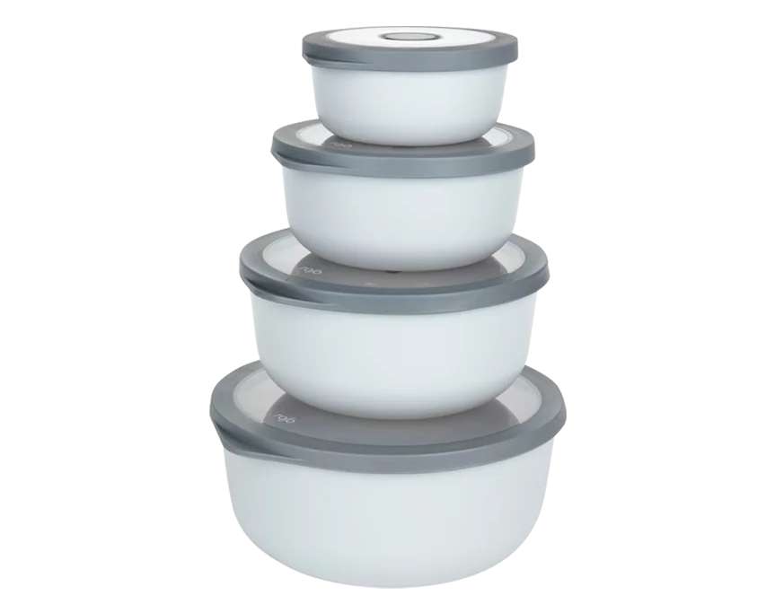 מארז 4 קופסאות אוכל עגולות GRAB & GO אפור