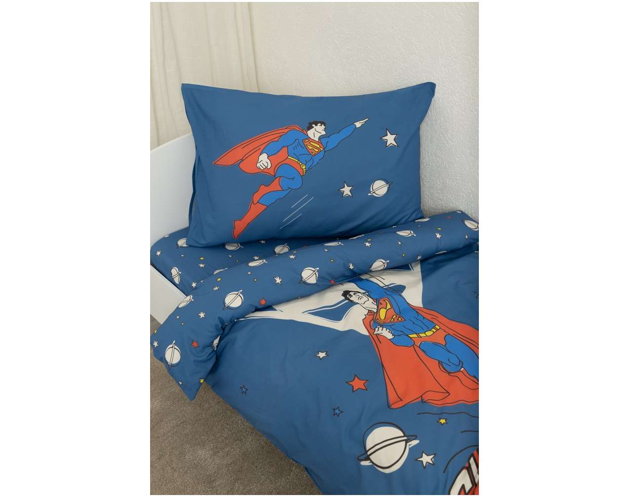סט מצעים למיטת מעבר דגם SUPERMAN