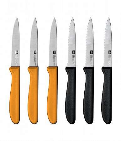 מארז 6 סכיני ירקות שחור כתום CLASSIC
