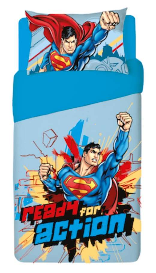 סט מצעים למיטת מעבר 100% כותנה לילדים דגם סופרמן