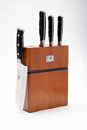 בלוק סכינים 5 חלקים הכולל 4 סכינים + מעמד עץ SIGNATURE