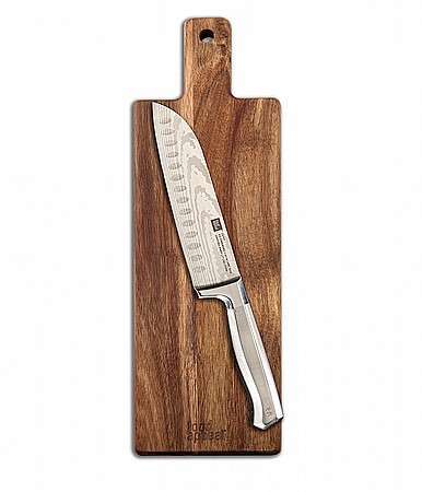 סכין סנטוקו 18 ס"מ + קרש חיתוך עץ שיטה 1.5*15*50 ס"מ ONO
