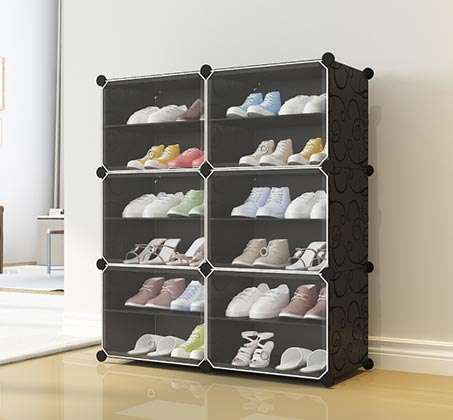 יחידת אחסון מודולרית ל-60 זוגות נעליים המשלבת 30 מדפים, עשוי PVC ומסגרת פלדה NEAT - משלוח חינם