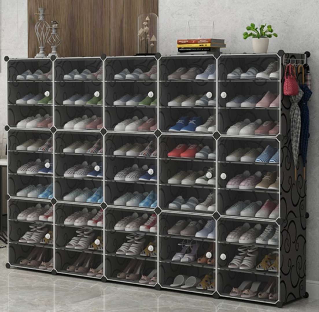 יחידת אחסון מודולרית מתאימה לכ-90 זוגות נעליים עשוי PVC ומסגרת פלדה HomeTown - משלוח חינם