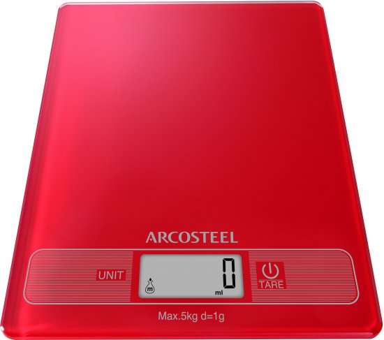 משקל מטבח דיגיטלי 5 ק"ג אדום - ARCOSTEEL